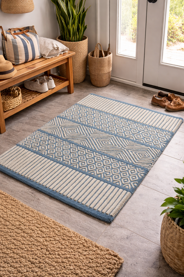 Vibrant Vision Geometric Wool Entryway Mat