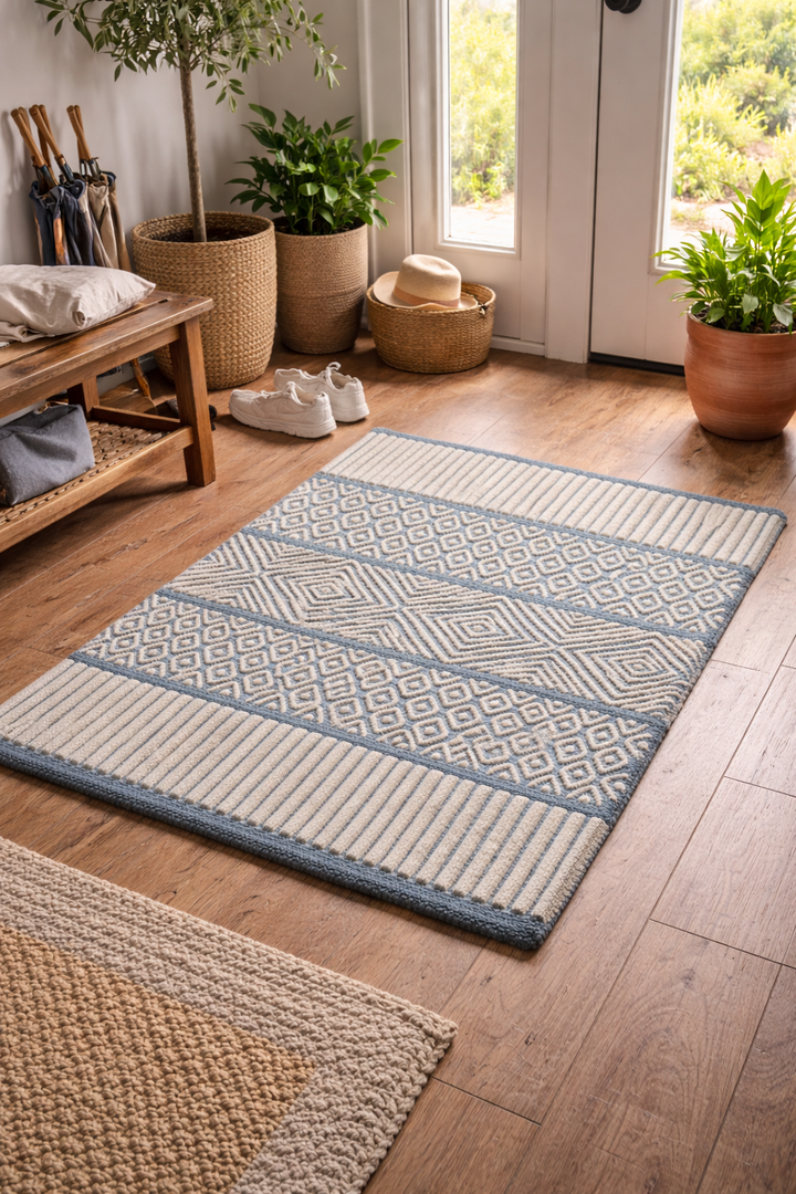 Vibrant Vision Geometric Wool Entryway Mat