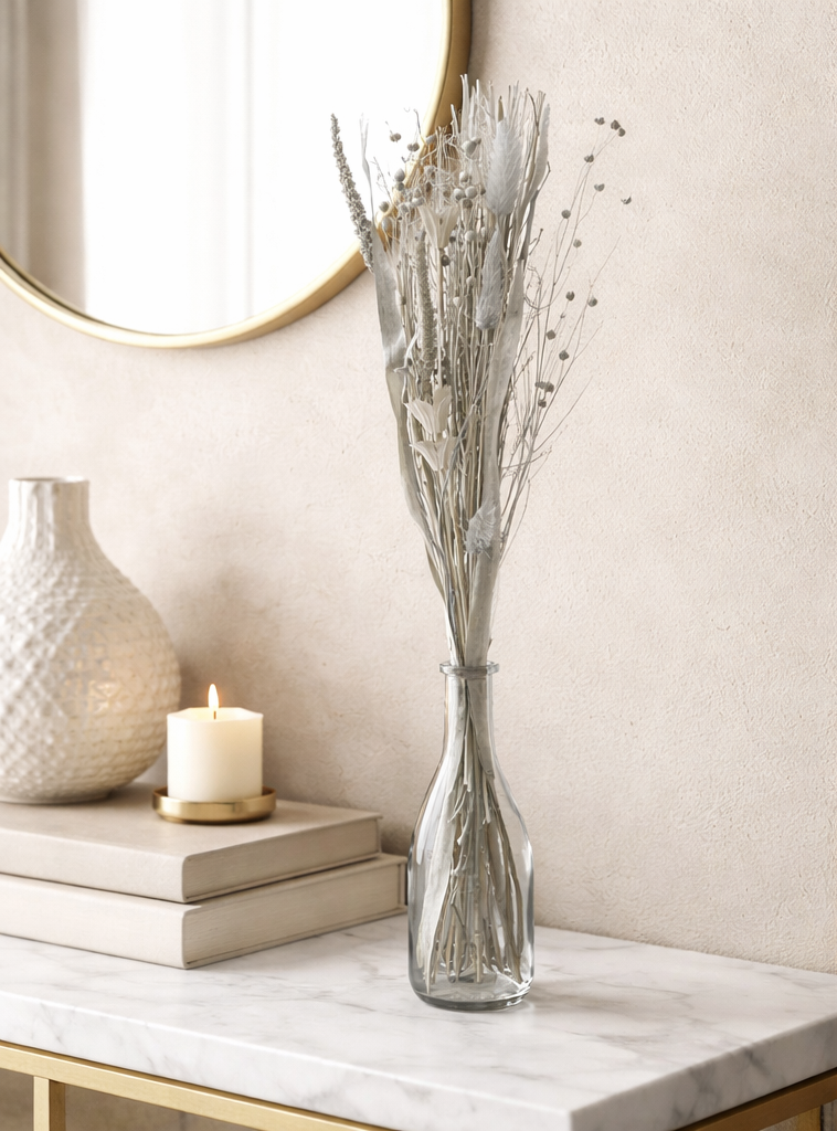 Elegant Silver-Toned Floral Display for Tables and Shelves
