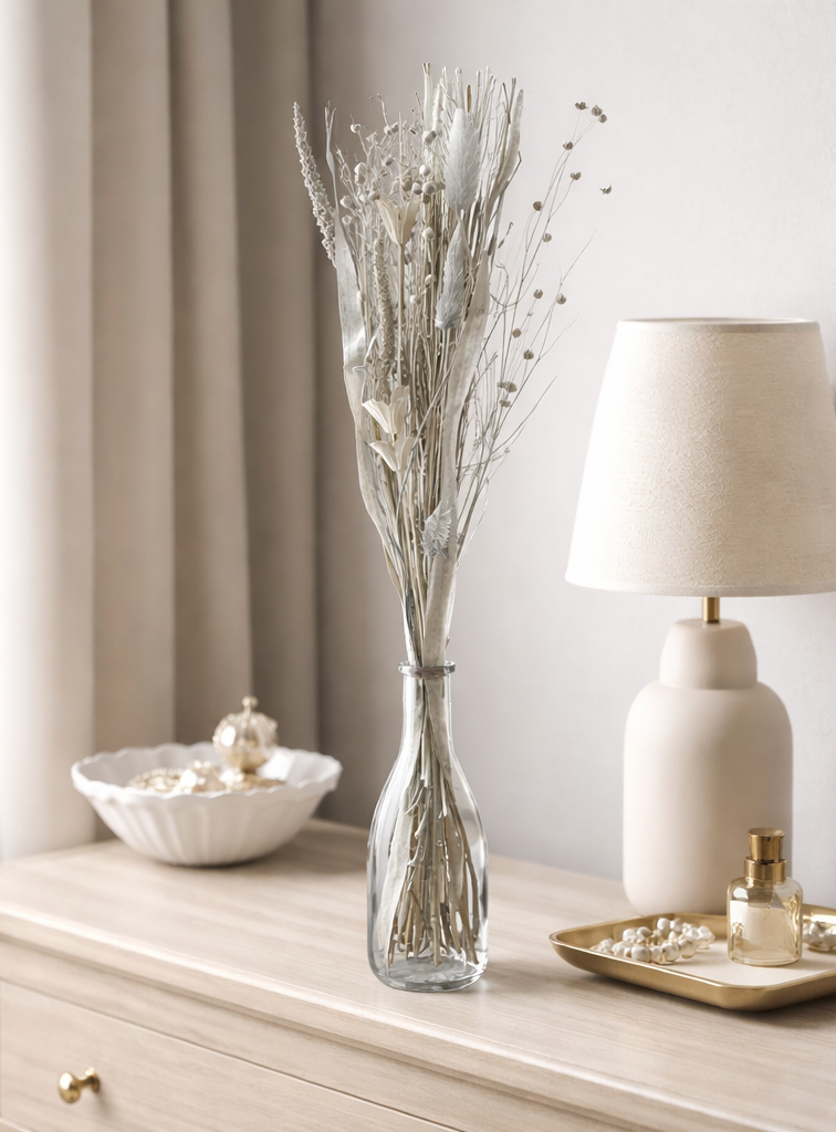 Elegant Silver-Toned Floral Display for Tables and Shelves
