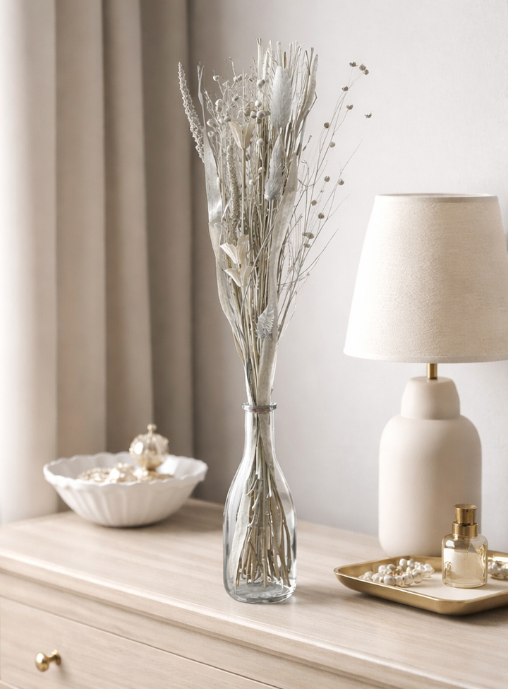 Elegant Silver-Toned Floral Display for Tables and Shelves