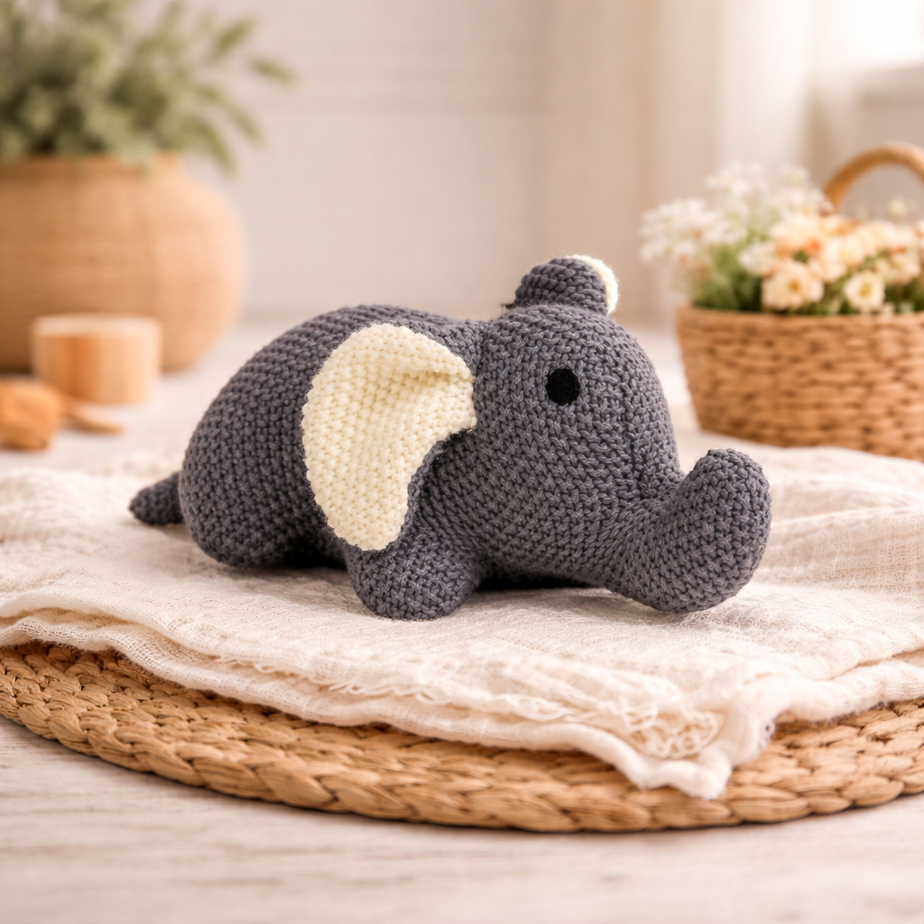 JoJo Soft Knitted Elephant – Cuddly Baby Comfort Toy