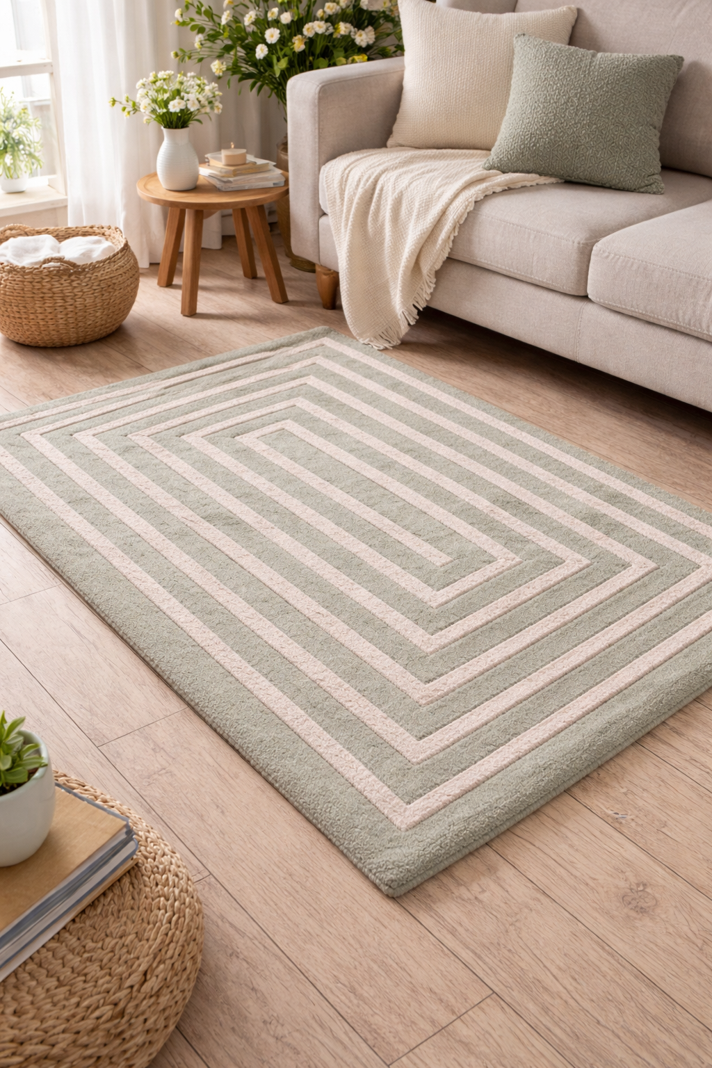 Mystical Labyrinth the Enchanted Path Hand-Tufted Wool Viscose Door Mat