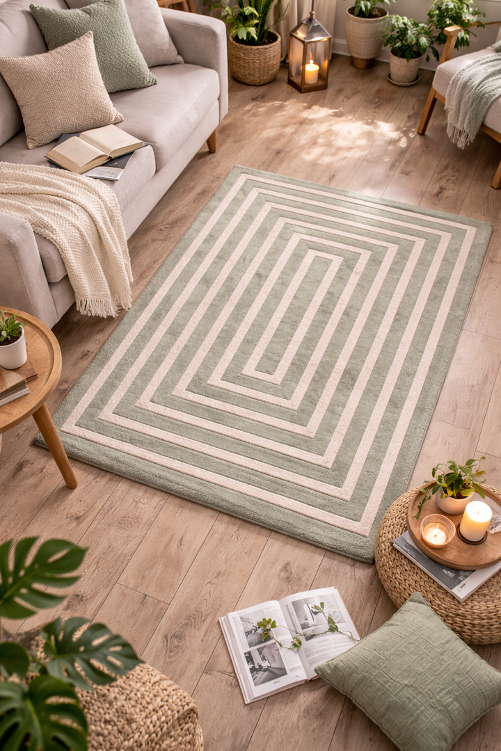 Mystical Labyrinth the Enchanted Path Hand-Tufted Wool Viscose Door Mat