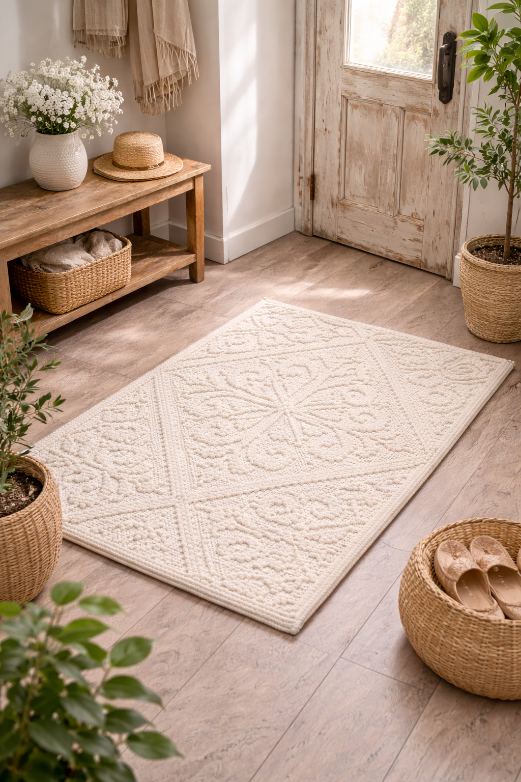 Regal Imprints the Majestic Mat | Hand-Woven Cotton-Wool Entryway Elegance