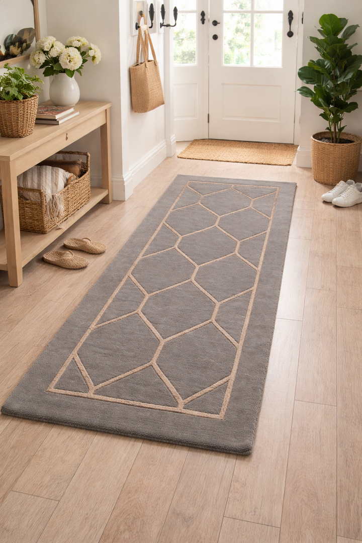 Trellis Tapestry Wool-Viscose Hallway Runner 60x150cm