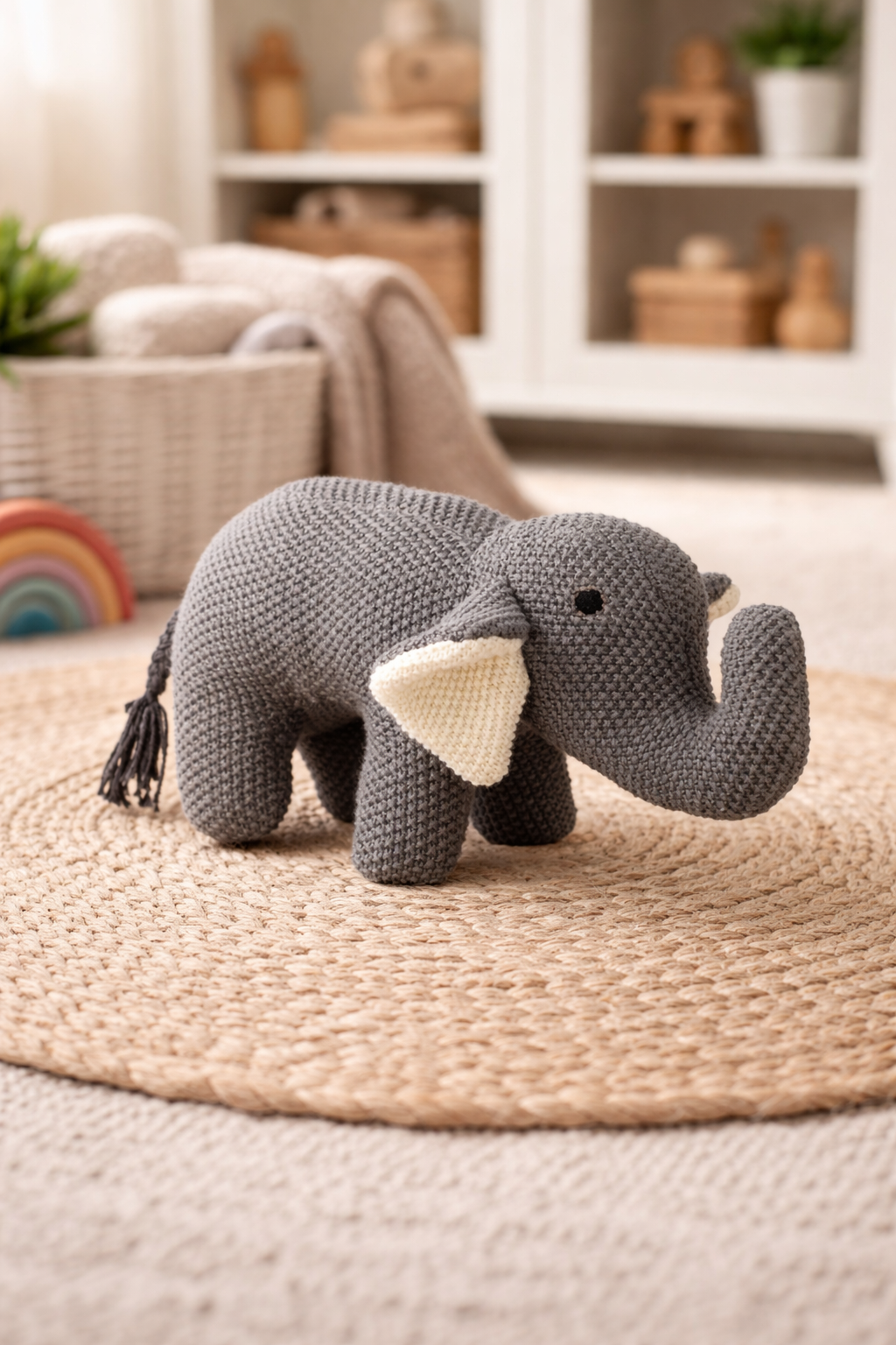 Jodei the Knitted Elephant – Soft Nurturing Toy for Kids