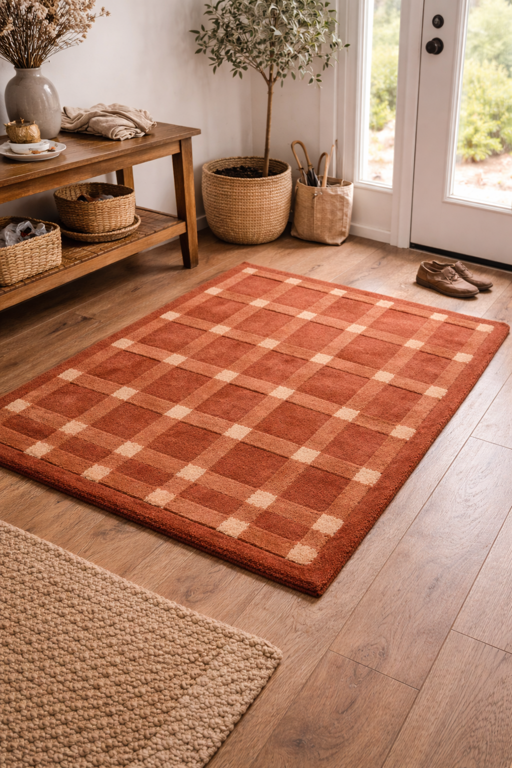 Auburn Grid Wool-Viscose Statement Door Mat