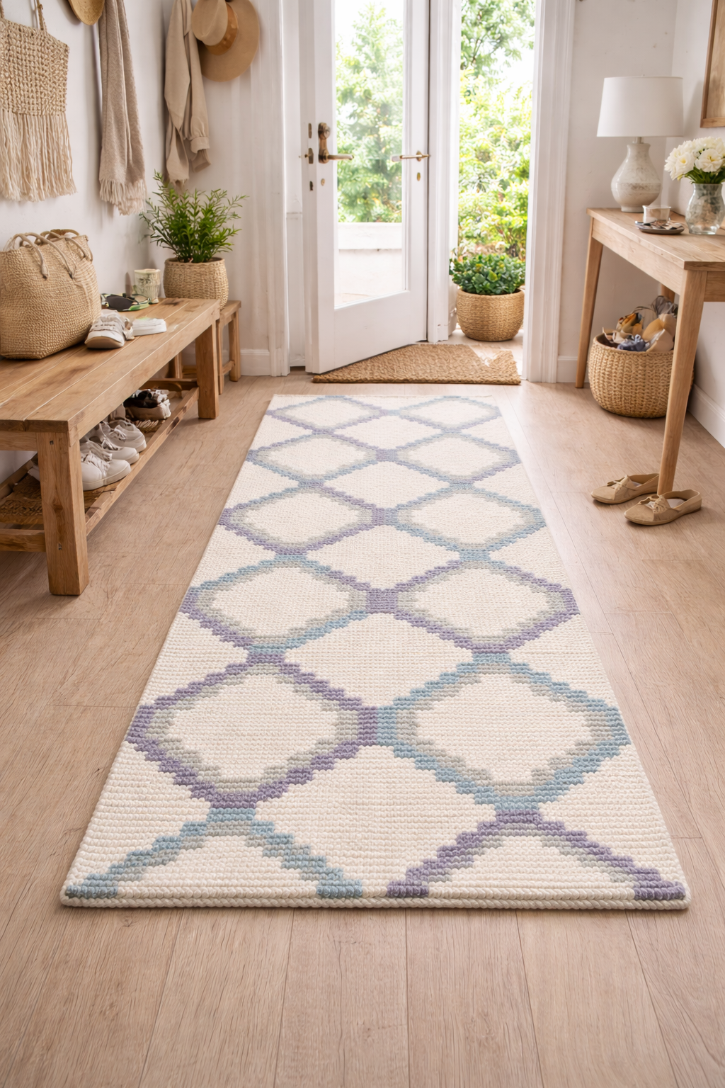 Hand-Woven Diamond Wool Cotton Runner