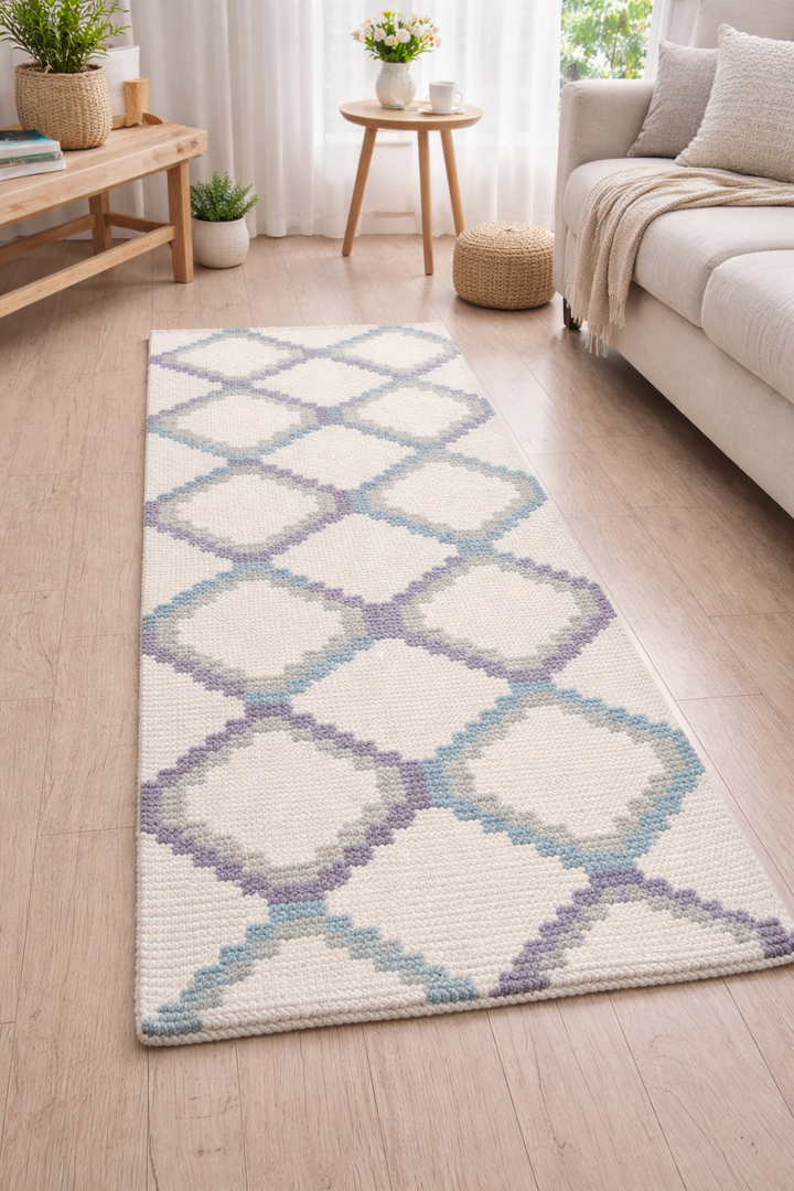 Hand-Woven Diamond Wool Cotton Runner