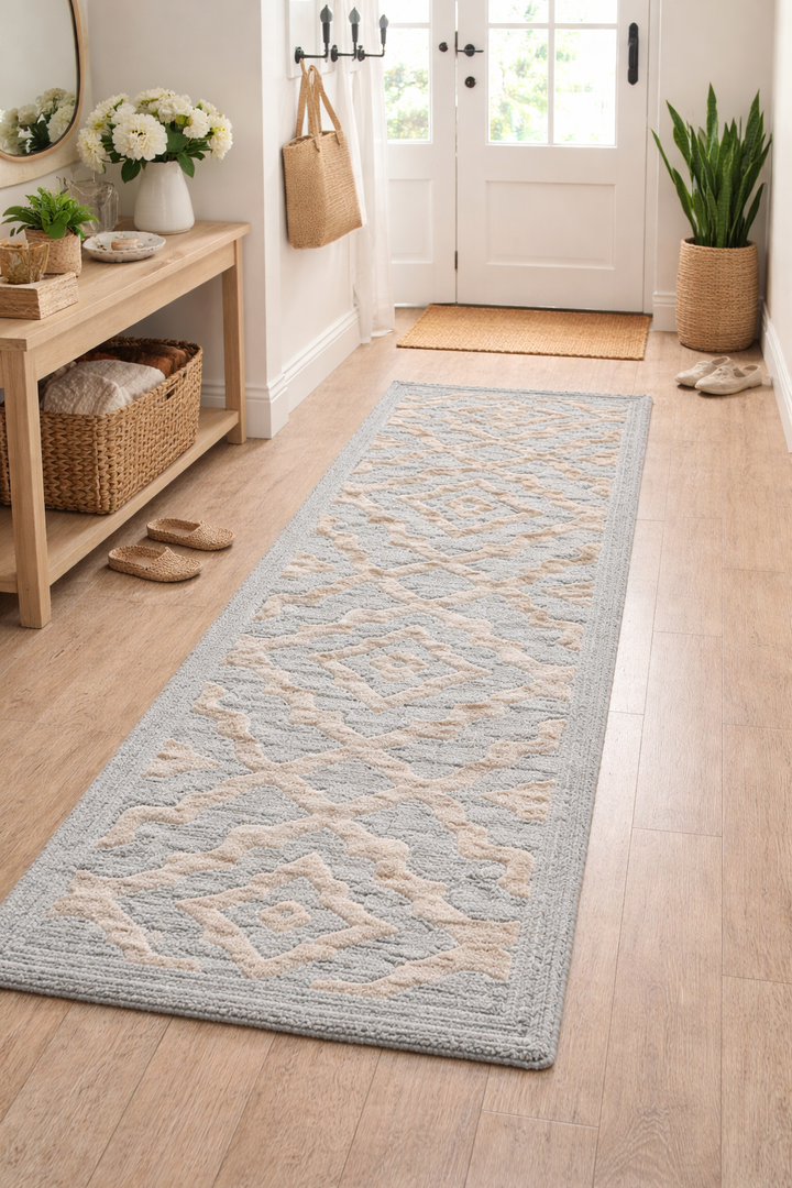 Luxury Filigree Wool & Viscose Hallway Rug