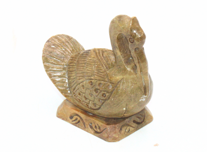 Traditional Brown Soapstone Swan Hand Carving Decorative Showpiece