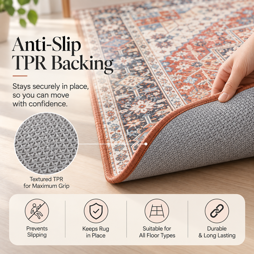 Expobazaar Washable Slate Medallion Rug | Rug in a Box