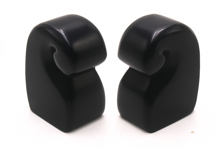 Artisan Hand Carved Black Soapstone Elephant Bookends Tabletop Décor