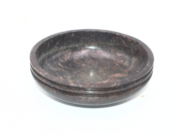 Decorative Brown Soapstone Handcrafted Edge Carving Bowl