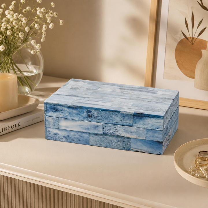 Indigo Inlay Decorative Storage Box Small
