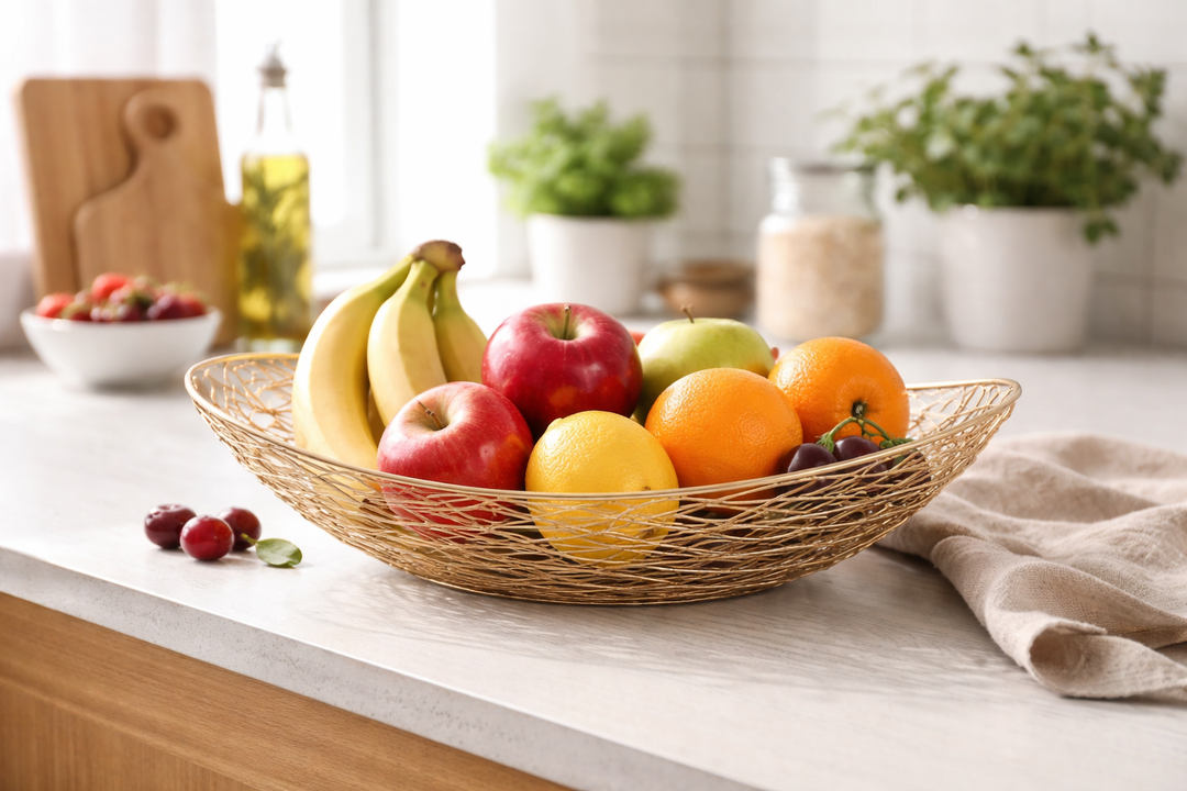 Vivian Copper Finish Basket – Perfect for Fruits & Home Décor