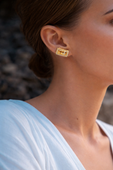 "Pixel Perfect Mismatched Camera Studs â€“ Gold Plated & Enamel"