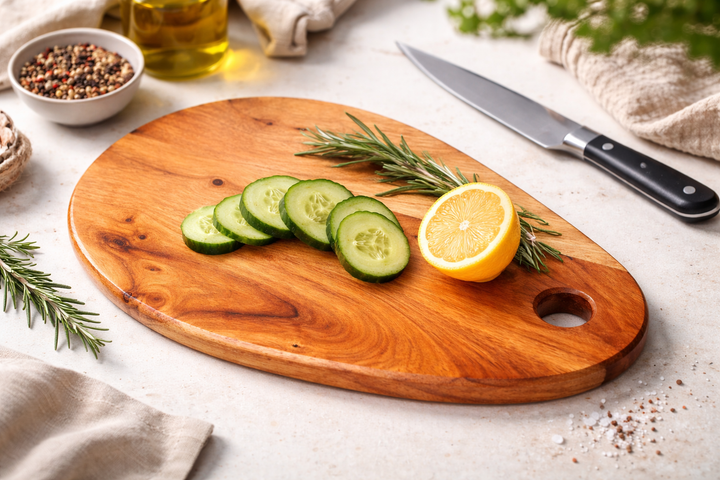 "Oval Mango Wood Chopping & Serving Board – Perfect for Kitchen & Table Use (40x25x1.7 cm)"
