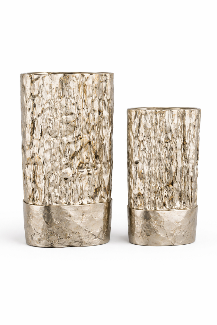 Premium Textured Aluminium Vase | Modern Home Decoration