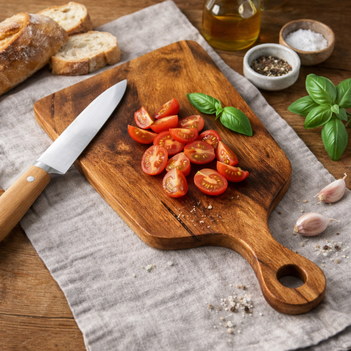 Rectangular Wooden Chopping & Serving Board with Handle – Dark Brown Mango Wood