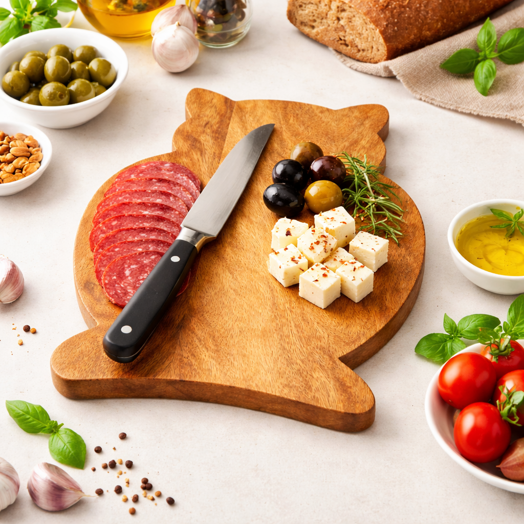 Wooden Owl Shaped Chopping Board | Mango Wood Serving Tray for Kitchen