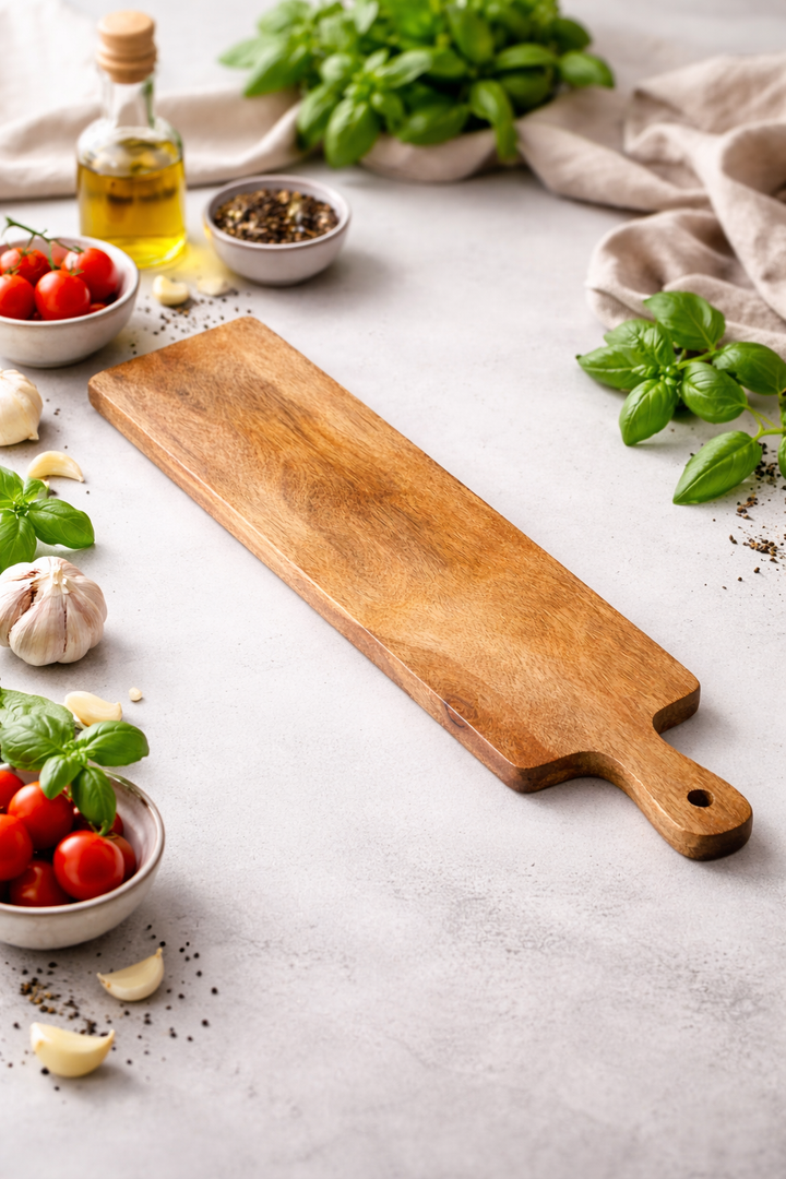 Mango Wood Serving & Chopping Board with Handle - Ideal for Slicing and Serving