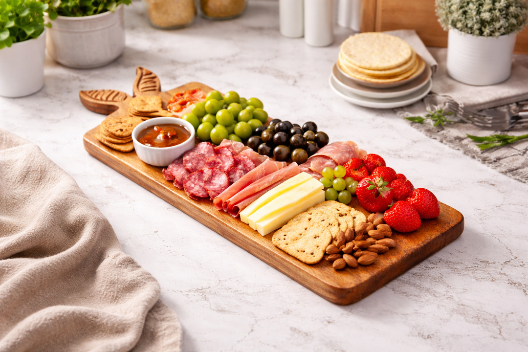 Elegant Mango Wood Chopping Board with Leaf Handle | Cutting, Slicing, and Serving | 40x15x1.7 cm