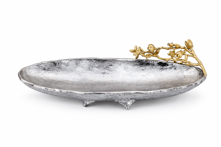 Luxury Aluminium Silver Leaf Decorative Bowl | Centerpiece Home Decor