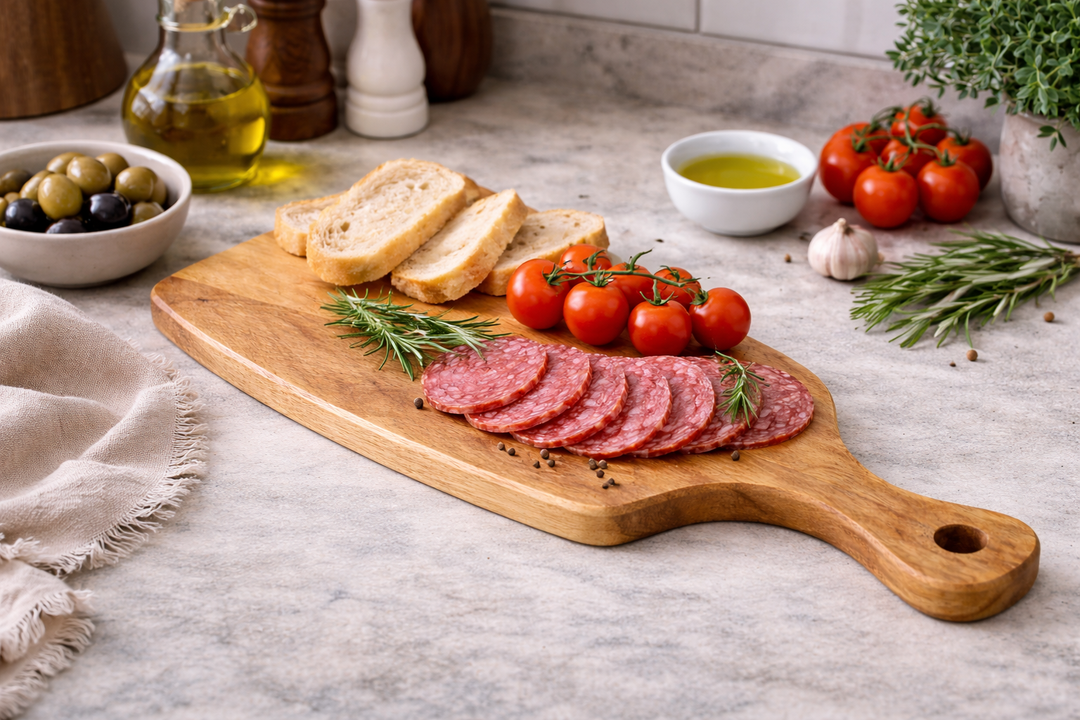 Stylish Mango Wood Chopping & Serving Board | Unique Moon Cut Design – 40.5x15.5x1.7cm