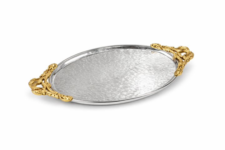 Shiny Aluminium Decorative Tray | A Touch of Indian Elegance for Serving & Table Décor