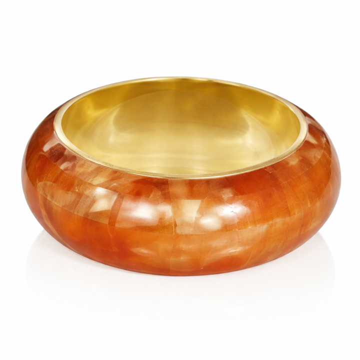 Cool Cadeau Mother of Pearl Inlay Convex Wood Bangle