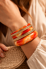 Sunset Ember Bold Sunset Orange Statement Bangle Set