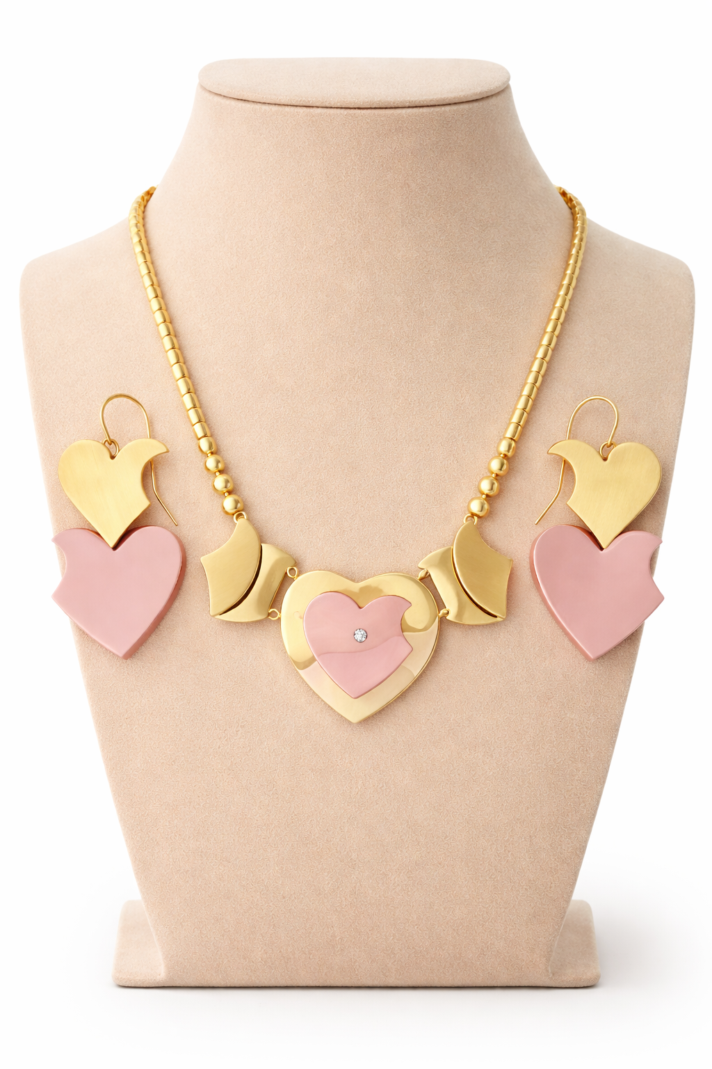 Handcrafted Love Fiesta Brass Necklace with Earrings