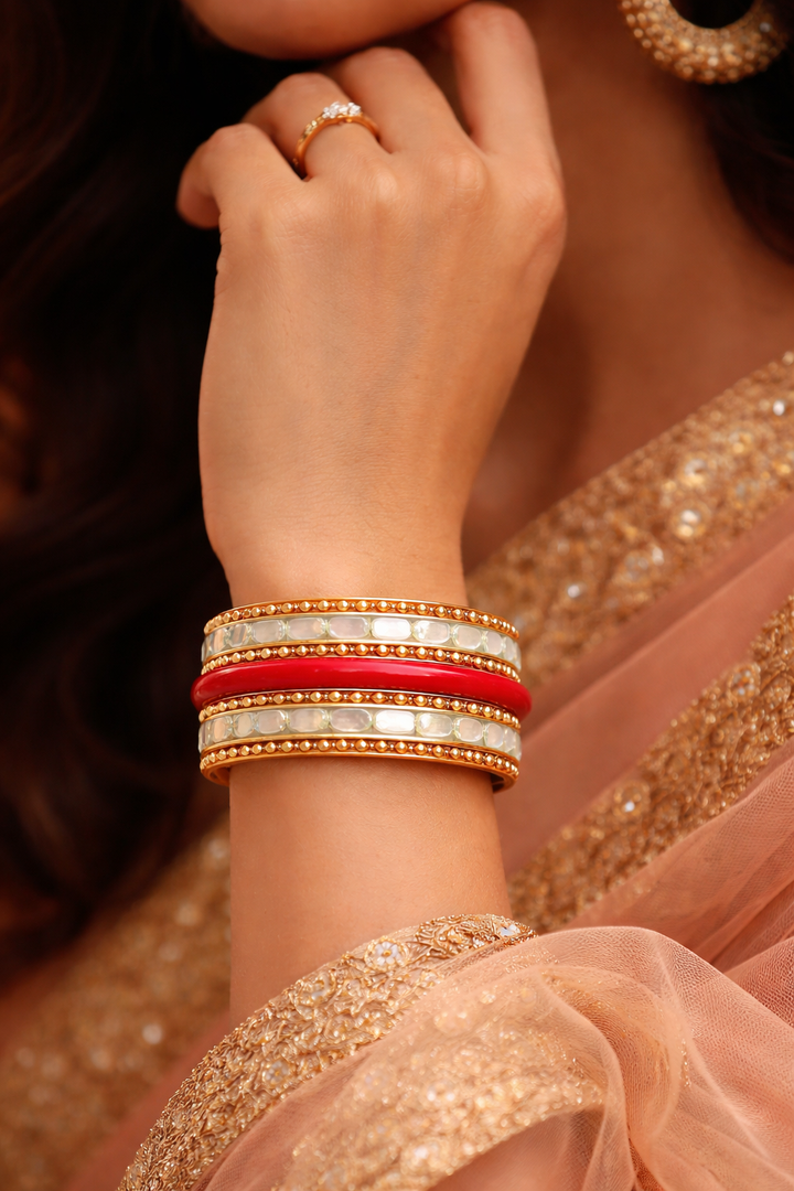 Alluring Fantasy Artisan Cayenne Pink Pearl Inlay Bangle