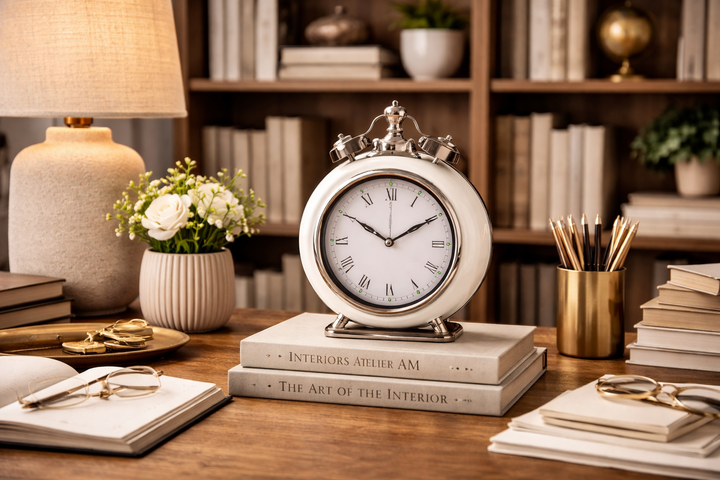 Sleek Aluminum Table Clock for Home & Office