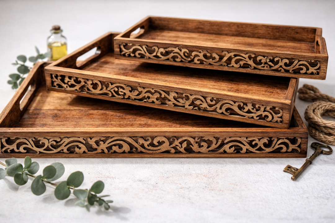 Resin & MDF Multi-Use Serving and Décor Tray Set