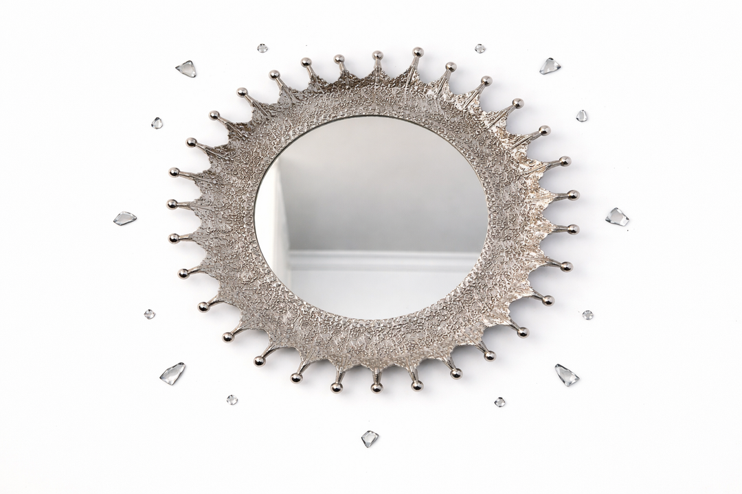 Round Silver Aluminum Wall Mirror – Stylish Vanity & Wall Accent