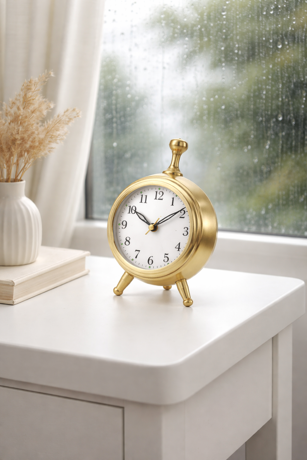 Elegant Golden Aluminum Table Clock – Ideal Gift & Home Accent