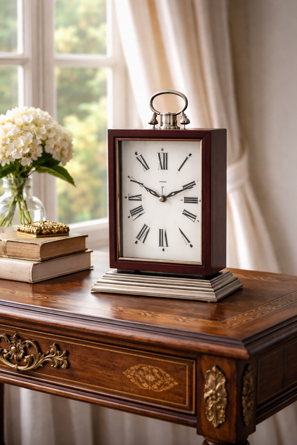 Classic Black Silver MDF Table Clock – Elegant Desk and Shelf Accent