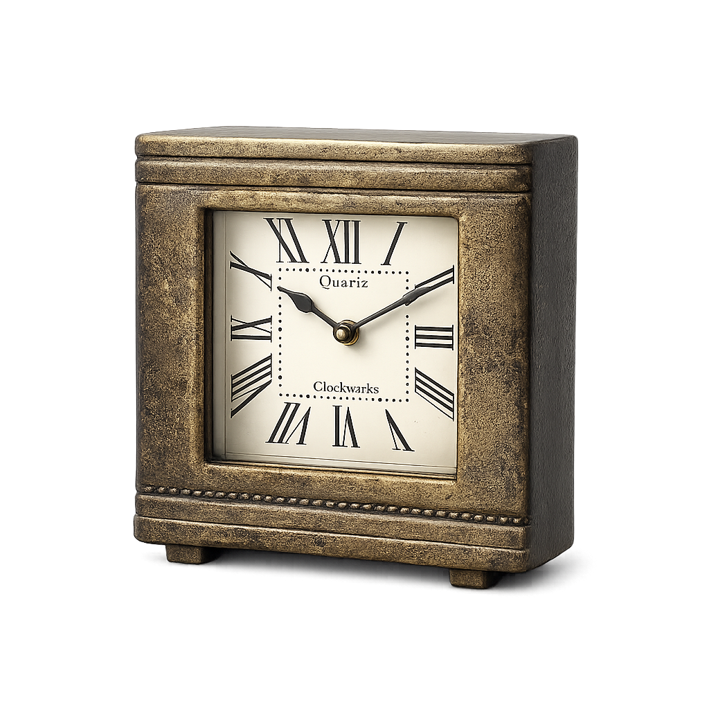 Aluminum Table Clock with Antique Finish – Stylish Gift & Home Accent