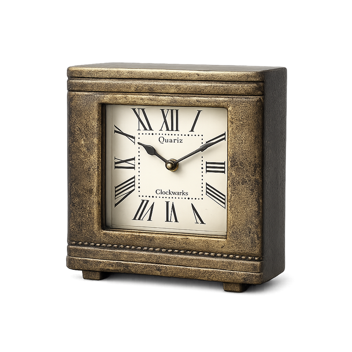 Aluminum Table Clock with Antique Finish – Stylish Gift & Home Accent