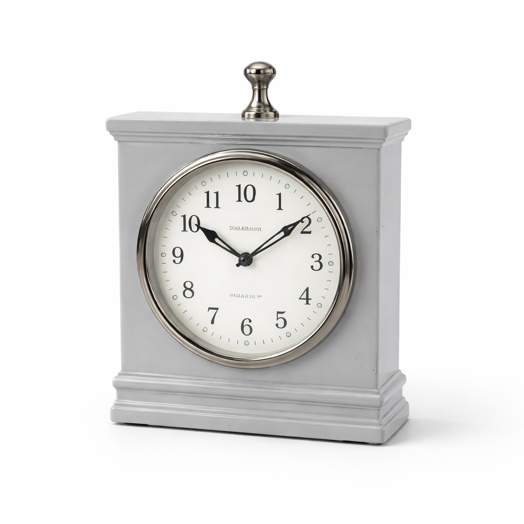 Antique Grey Steel Table Clock – Elegant Gift & Contemporary Accent