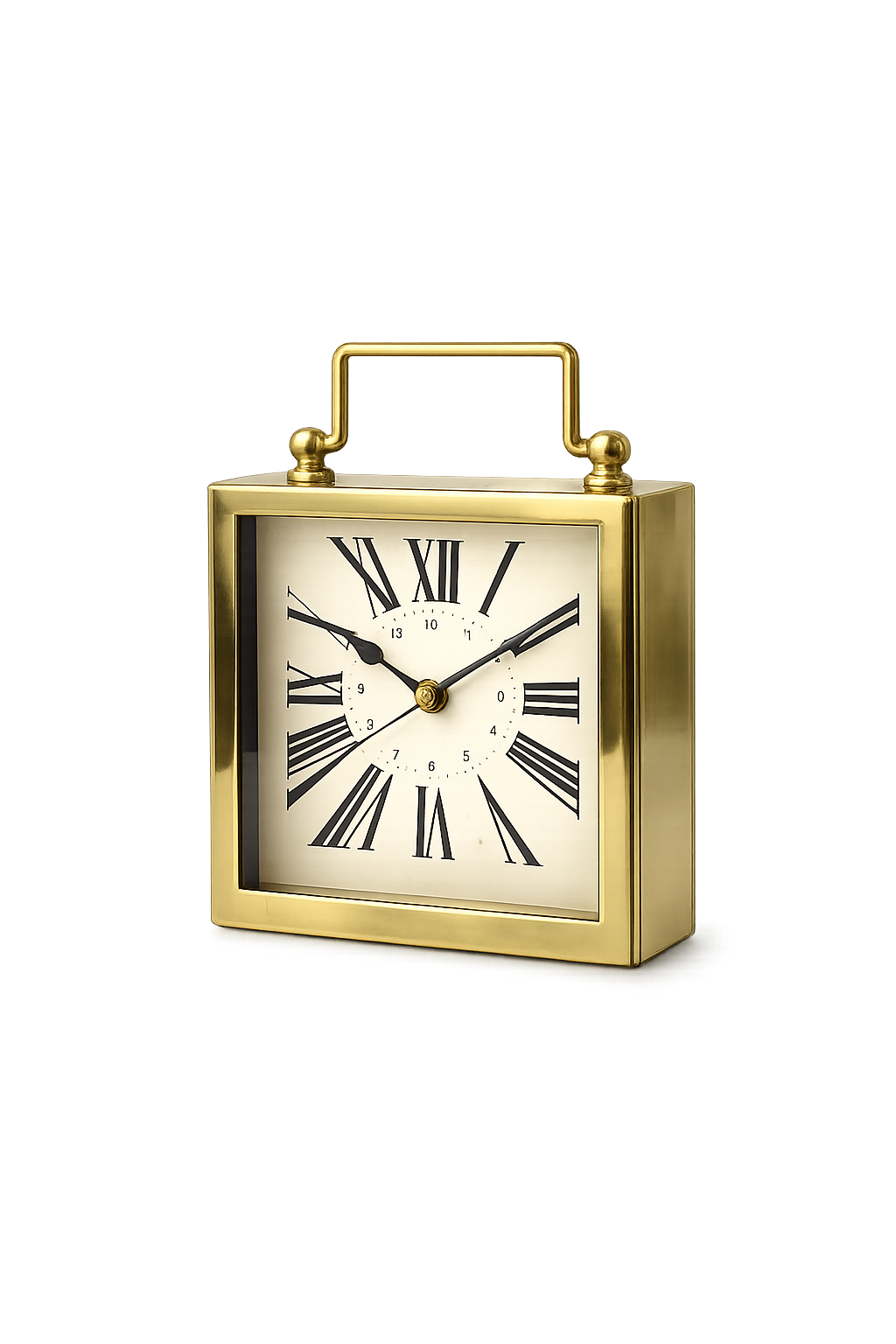 Golden Roman Steel Table Clock – Stylish Office & Bedside Décor