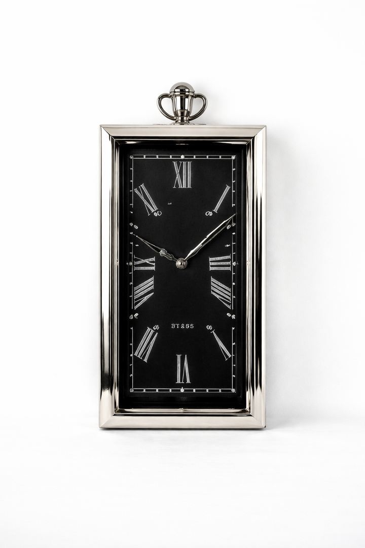 Modern Silver Steel Wall Clock – Sleek Timepiece for Living Room & Office