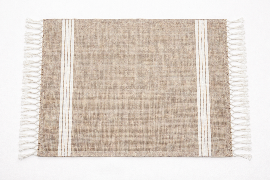Stylish Cotton Floor Mat with Woven Stripe Design