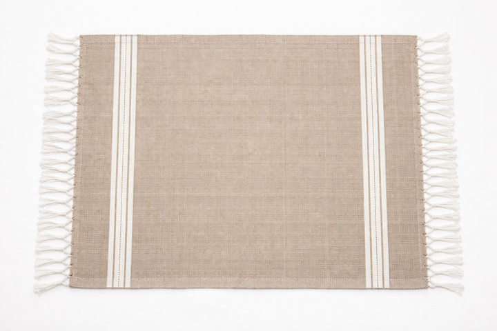 Stylish Cotton Floor Mat with Woven Stripe Design