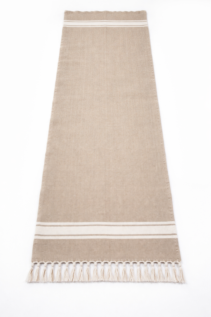 Stylish Large Cotton Floor Mat with Woven Stripe Design