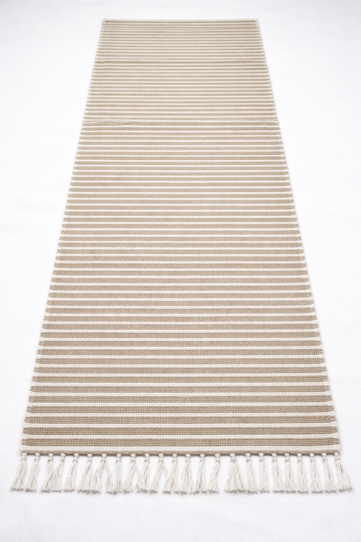 Classic Large Cotton Floor Mat with Woven Stripe Pattern