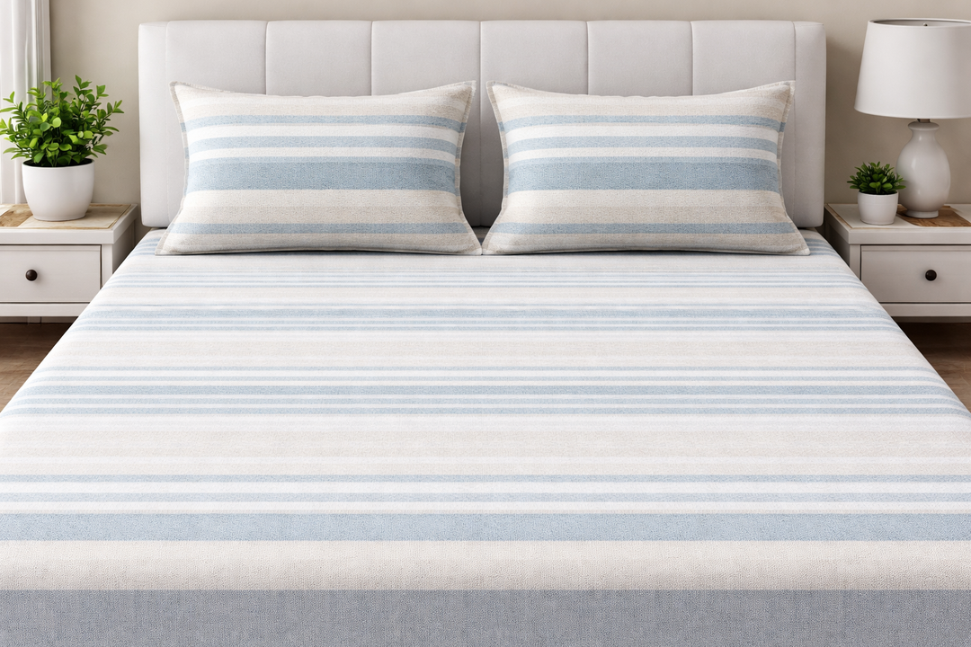 Classic Cotton Slub Bedcover with 2 Pillow Covers – Minimal & Elegant